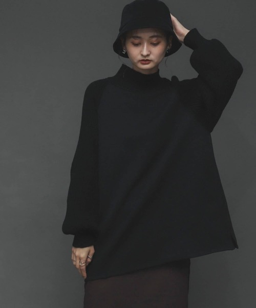 SENSE OF PLACE by URBAN RESEARCH（センスオブプレイスバイアーバンリサーチ）の「ボリュームスリーブドッキングスウェット（スウェット・レディース・ベージュ/ブラック/アイボリー/ピンク・ONE）」の3枚目の写真