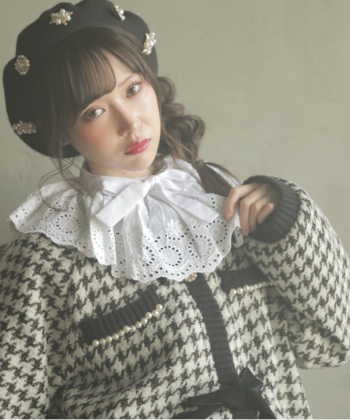 Swankiss(スワンキス)の「HB ribbon tweed knit C/D(カーディガン/ボレロ・レディース・ピンク/ベージュ/ブラック・FREE)」の14枚目の写真