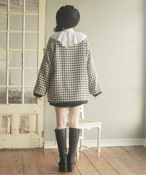 Swankiss(スワンキス)の「HB ribbon tweed knit C/D(カーディガン/ボレロ・レディース・ピンク/ベージュ/ブラック・FREE)」の5枚目の写真