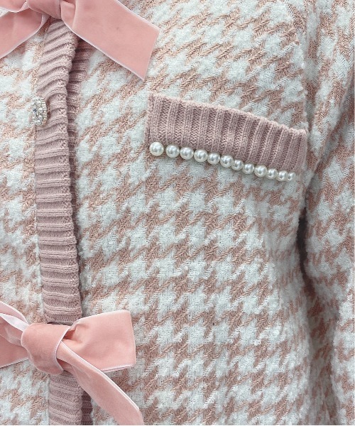 Swankiss(スワンキス)の「HB ribbon tweed knit C/D(カーディガン/ボレロ・レディース・ピンク/ベージュ/ブラック・FREE)」の8枚目の写真