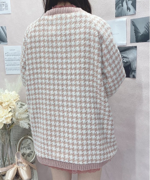 Swankiss(スワンキス)の「HB ribbon tweed knit C/D(カーディガン/ボレロ・レディース・ピンク/ベージュ/ブラック・FREE)」の13枚目の写真
