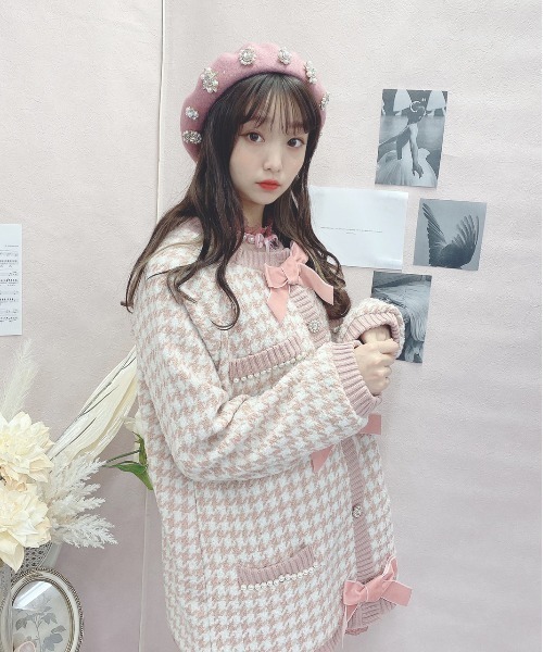 Swankiss(スワンキス)の「HB ribbon tweed knit C/D(カーディガン/ボレロ・レディース・ピンク/ベージュ/ブラック・FREE)」の11枚目の写真