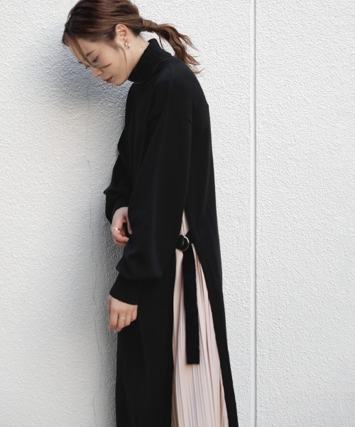 Bou Jeloud（ブージュルード）の「【WEB限定】サイドプリーツタートルニットワンピース（ワンピース・レディース・ブラック/ブラック系その他/ブラウン/グレイッシュベージュ・FREE）」の13枚目の写真