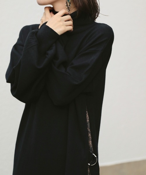 Bou Jeloud（ブージュルード）の「【WEB限定】サイドプリーツタートルニットワンピース（ワンピース・レディース・ブラック/ブラック系その他/ブラウン/グレイッシュベージュ・FREE）」の16枚目の写真