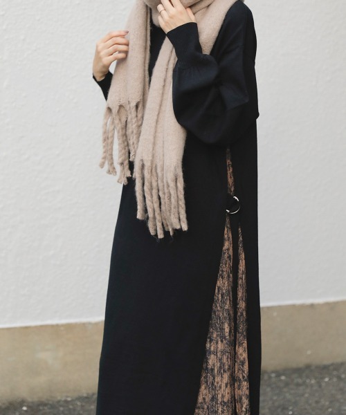 Bou Jeloud（ブージュルード）の「【WEB限定】サイドプリーツタートルニットワンピース（ワンピース・レディース・ブラック/ブラック系その他/ブラウン/グレイッシュベージュ・FREE）」の19枚目の写真