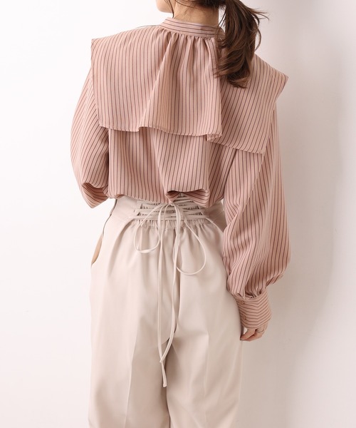 one after another NICE CLAUP（ワンアフターアナザーナイスクラップ）の「セーラーカラーブラウス（シャツ/ブラウス・レディース・ベージュ/オフホワイト/ピンク/ストライプ・FREE）」の22枚目の写真