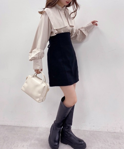 one after another NICE CLAUP（ワンアフターアナザーナイスクラップ）の「セーラーカラーブラウス（シャツ/ブラウス・レディース・ベージュ/オフホワイト/ピンク/ストライプ・FREE）」の9枚目の写真