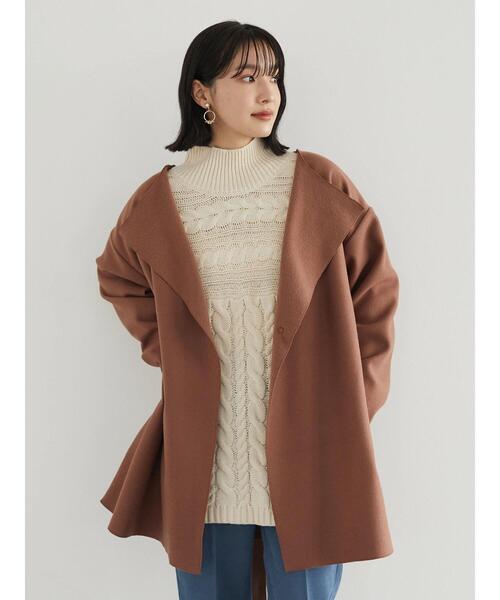 Green　Parks（グリーンパークス）の「・novem 9 ケーブルキリカエチュニック＊（ニット/セーター・レディース・グリーン/ブルーグリーン/アイボリー/ベージュ/チャコールグレー・FREE）」の13枚目の写真