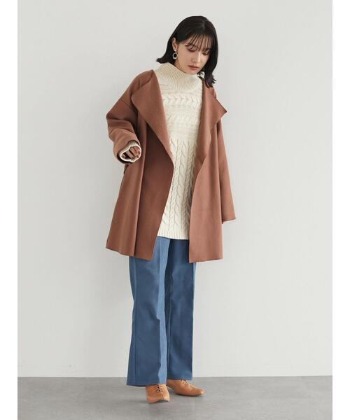 Green　Parks（グリーンパークス）の「・novem 9 ケーブルキリカエチュニック＊（ニット/セーター・レディース・グリーン/ブルーグリーン/アイボリー/ベージュ/チャコールグレー・FREE）」の14枚目の写真