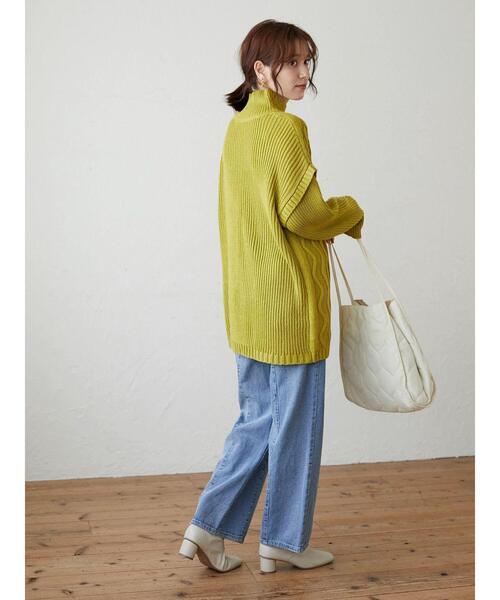 Green　Parks（グリーンパークス）の「・novem 9 ケーブルキリカエチュニック＊（ニット/セーター・レディース・グリーン/ブルーグリーン/アイボリー/ベージュ/チャコールグレー・FREE）」の17枚目の写真