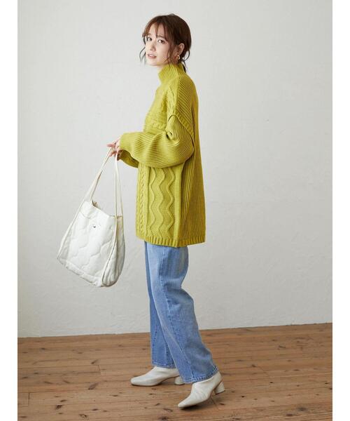 Green　Parks（グリーンパークス）の「・novem 9 ケーブルキリカエチュニック＊（ニット/セーター・レディース・グリーン/ブルーグリーン/アイボリー/ベージュ/チャコールグレー・FREE）」の18枚目の写真