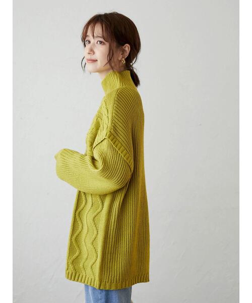 Green　Parks（グリーンパークス）の「・novem 9 ケーブルキリカエチュニック＊（ニット/セーター・レディース・グリーン/ブルーグリーン/アイボリー/ベージュ/チャコールグレー・FREE）」の19枚目の写真