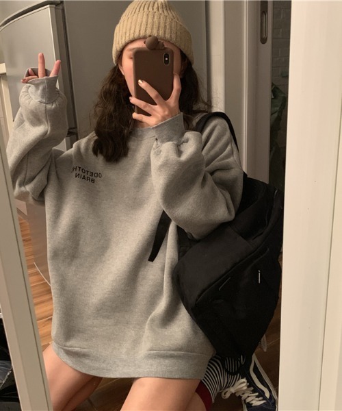 CLEA（クレア）の「バッグロゴプリントオーバー長袖Tシャツ/トップス（Tシャツ/カットソー・レディース・ホワイト/ブラック/グレー・FREE/L/M/XL）」の11枚目の写真