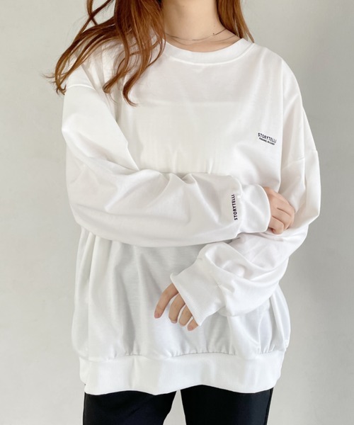 CLEA（クレア）の「バッグロゴプリントオーバー長袖Tシャツ/トップス（Tシャツ/カットソー・レディース・ホワイト/ブラック/グレー・FREE/L/M/XL）」の13枚目の写真