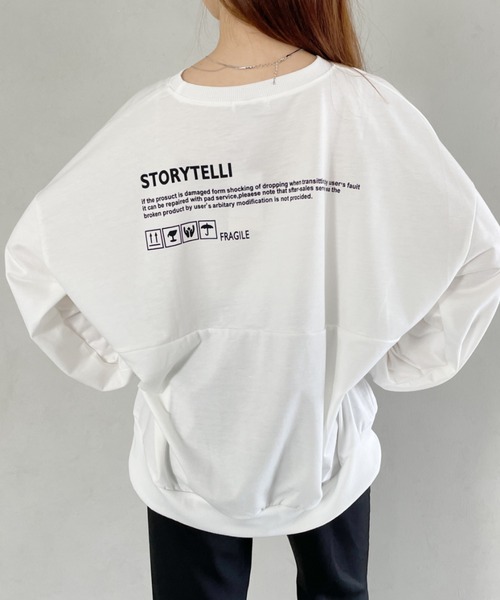 CLEA（クレア）の「バッグロゴプリントオーバー長袖Tシャツ/トップス（Tシャツ/カットソー・レディース・ホワイト/ブラック/グレー・FREE/L/M/XL）」の15枚目の写真