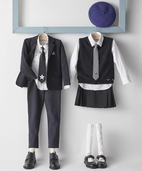 agnes b.(アニエスベー)の「J190 E Ties キッズ バイアスストライプ ワンタッチネクタイ(ネクタイ・キッズ・ブラック・UNI)」の2枚目の写真