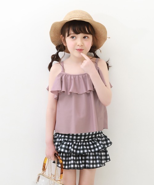 devirock(デビロック)の「オフショルセットアップ水着(水着・キッズ・ブラック/サックスブルー/ラベンダー/パープル系その他・110cm/100cm/120cm/130cm/140cm/150cm/160cm)」の4枚目の写真