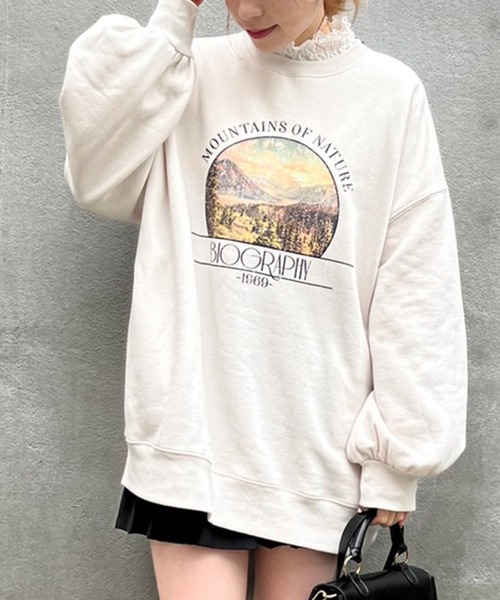 OLIVE des OLIVE（オリーブデオリーブ）の「ゆるプリントプルオーバー（スウェット・レディース・ライトグレー/アイボリー/ラベンダー/スミクロ・FREE）」の2枚目の写真