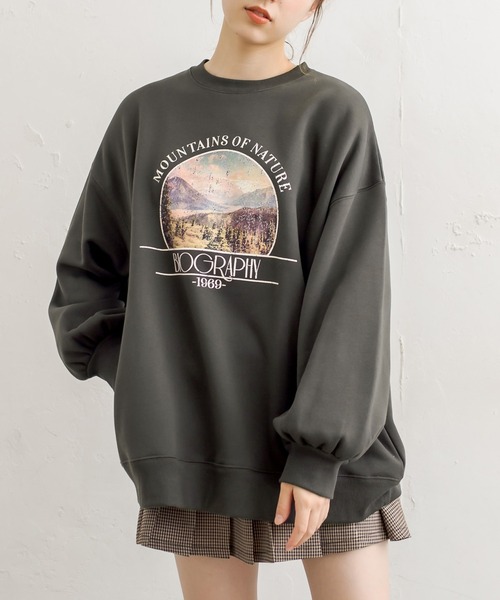 OLIVE des OLIVE（オリーブデオリーブ）の「ゆるプリントプルオーバー（スウェット・レディース・ライトグレー/アイボリー/ラベンダー/スミクロ・FREE）」の14枚目の写真