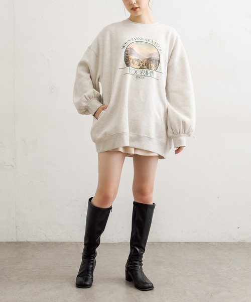 OLIVE des OLIVE（オリーブデオリーブ）の「ゆるプリントプルオーバー（スウェット・レディース・ライトグレー/アイボリー/ラベンダー/スミクロ・FREE）」の17枚目の写真