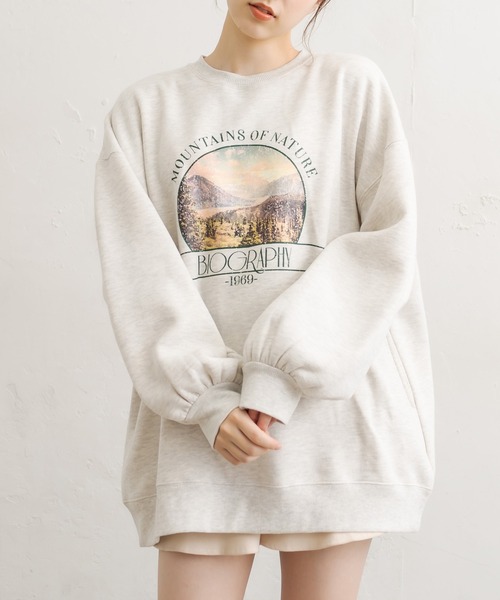 OLIVE des OLIVE（オリーブデオリーブ）の「ゆるプリントプルオーバー（スウェット・レディース・ライトグレー/アイボリー/ラベンダー/スミクロ・FREE）」の20枚目の写真