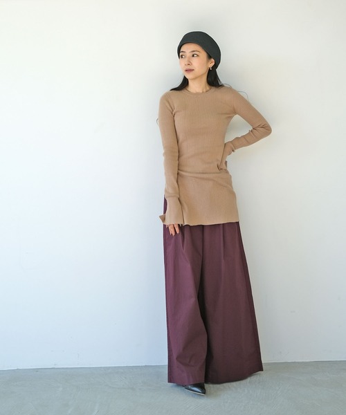 AKTE(アクテ)の「サイドスリットリブニットプルオーバー(ニット/セーター・レディース・イエロー/ベージュ・FREE)」の14枚目の写真