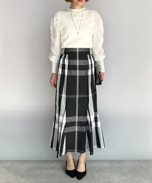 PICCIN（ピッチン）の「チェック柄マーメイドスカート（スカート・レディース・ホワイト/ネイビー/ブラック・M）」の22枚目の写真