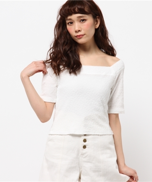 BLONDY ReLISH（ブロンディリリッシュ）の「パイルオフショルダートップス（Tシャツ/カットソー・レディース・ホワイト/グレー/ブルー/イエロー・FREE）」の13枚目の写真