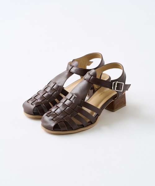 natural couture（ナチュラルクチュール）の「ウッドヒールグルカサンダル（サンダル・レディース・ブラック/ブラウン/オフホワイト・MEDIUM/LARGE）」の8枚目の写真