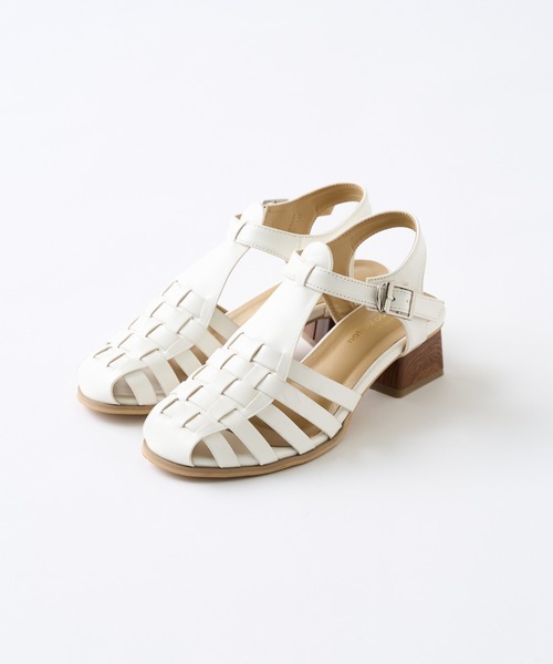 natural couture（ナチュラルクチュール）の「ウッドヒールグルカサンダル（サンダル・レディース・ブラック/ブラウン/オフホワイト・MEDIUM/LARGE）」の6枚目の写真