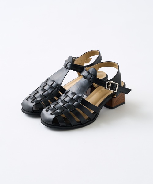 natural couture（ナチュラルクチュール）の「ウッドヒールグルカサンダル（サンダル・レディース・ブラック/ブラウン/オフホワイト・MEDIUM/LARGE）」の7枚目の写真