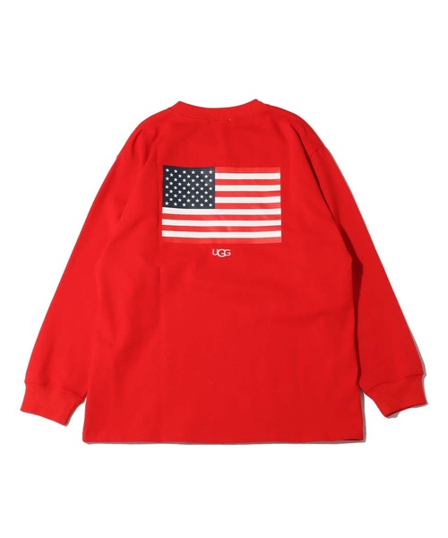 UGG(アグ)の「UGG@mos USバックプリント ロンT(Tシャツ/カットソー・レディース・ホワイト/レッド/ネイビー・L/XL/M)」の1枚目の写真