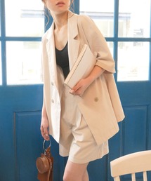 CORNERS | リネンライク半袖ジャケット【セットアップ可能】(テーラードジャケット)