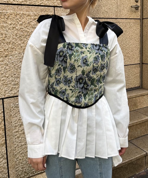 HEYUMM（ヘユム）の「HEYUMM　ゴブランジャガードコルセットビスチェ（その他トップス・レディース・ブルー系その他/ブラック系その他・ONE）」の2枚目の写真