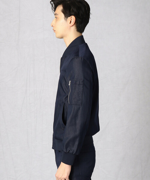 COMME CA MEN（コムサメン）の「【HANDLE/ハンドル】ナイロンデニム　ミリタリージャケット（デニムジャケット・メンズ・ネイビー・S/M/L）」の2枚目の写真
