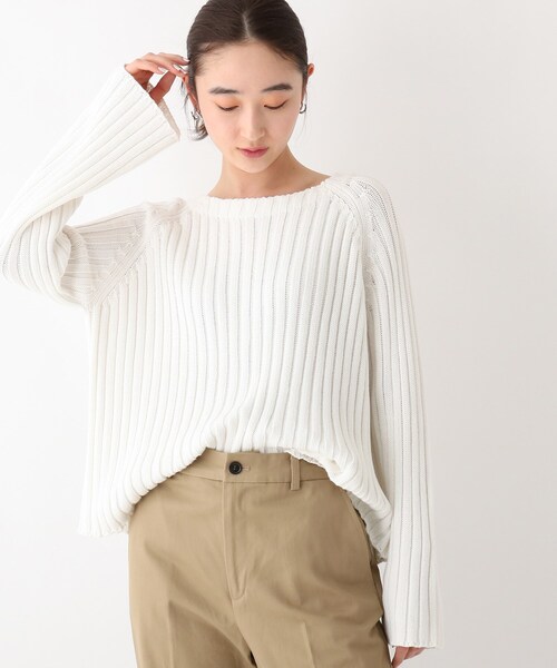 OPAQUE.CLIP（オペークドットクリップ）の「◆【OC】オーガニックコットン　ローゲージリブニット（ニット/セーター・レディース・ブラック系7/ホワイト系その他3/ダークオレンジ/グリーン/ホワイト系・36/38/40）」の3枚目の写真