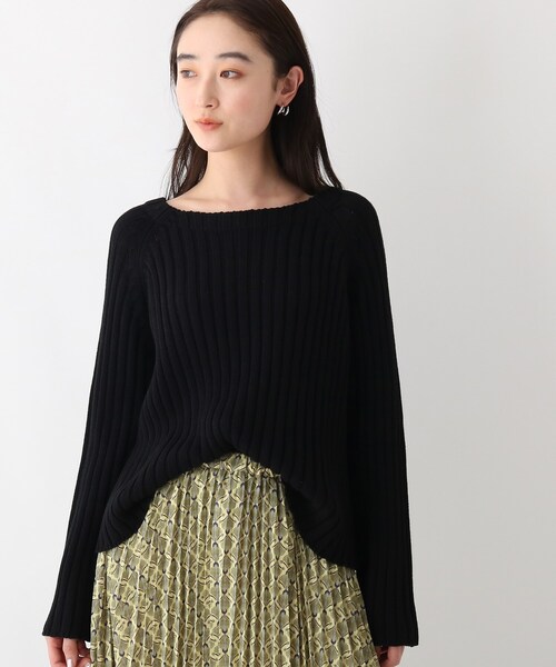 OPAQUE.CLIP（オペークドットクリップ）の「◆【OC】オーガニックコットン　ローゲージリブニット（ニット/セーター・レディース・ブラック系7/ホワイト系その他3/ダークオレンジ/グリーン/ホワイト系・36/38/40）」の4枚目の写真