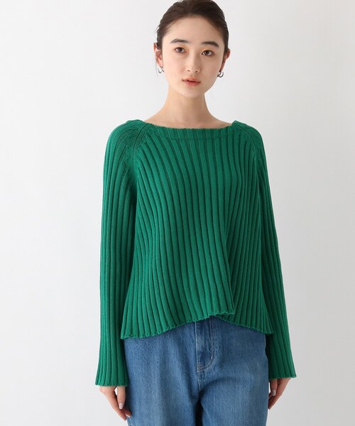 OPAQUE.CLIP（オペークドットクリップ）の「◆【OC】オーガニックコットン　ローゲージリブニット（ニット/セーター・レディース・ブラック系7/ホワイト系その他3/ダークオレンジ/グリーン/ホワイト系・36/38/40）」の9枚目の写真