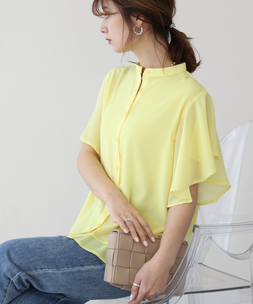 frames RAY CASSIN（フレームスレイカズン）の「WEB限定.　アソートラッフルスリーブブラウス（シャツ/ブラウス・レディース・レモンイエロー/ブラック/ドット/グレー系その他/ライトグレー/オレンジ/ロイヤルブルー/ブルー/グリーン/ベージュ/オフホワイト・FREE）」の9枚目の写真