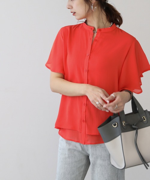 frames RAY CASSIN（フレームスレイカズン）の「WEB限定.　アソートラッフルスリーブブラウス（シャツ/ブラウス・レディース・レモンイエロー/ブラック/ドット/グレー系その他/ライトグレー/オレンジ/ロイヤルブルー/ブルー/グリーン/ベージュ/オフホワイト・FREE）」の21枚目の写真