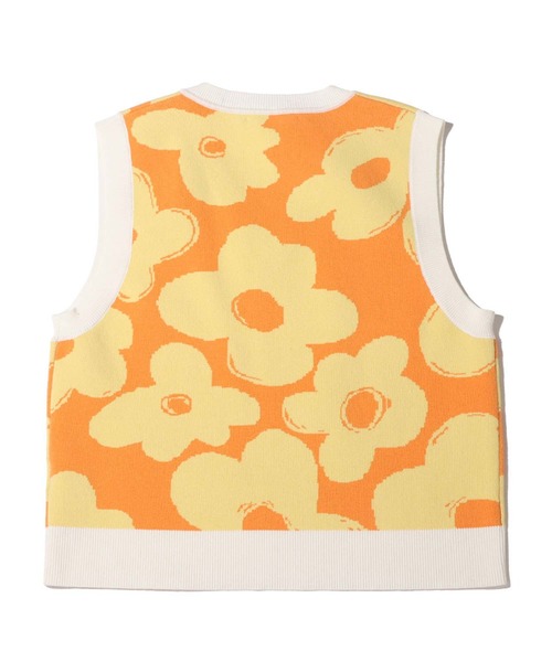 atmos pink（アトモスピンク）の「atmos pink 花柄ニットベスト（ベスト・レディース・ブラウン/オレンジ/ブルー・S/M）」の4枚目の写真