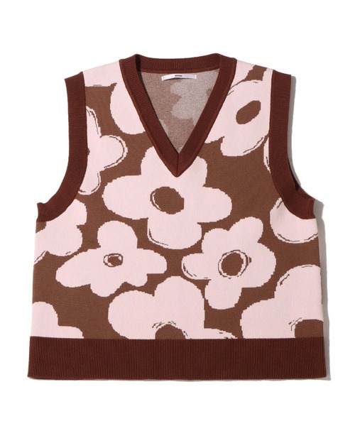 atmos pink（アトモスピンク）の「atmos pink 花柄ニットベスト（ベスト・レディース・ブラウン/オレンジ/ブルー・S/M）」の8枚目の写真