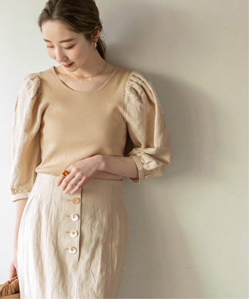 Noble(ノーブル)の「シルク混ノイルドッキングプルオーバー◆(ニット/セーター・レディース・ナチュラル/ベージュ/ブラウン・FREE)」の1枚目の写真