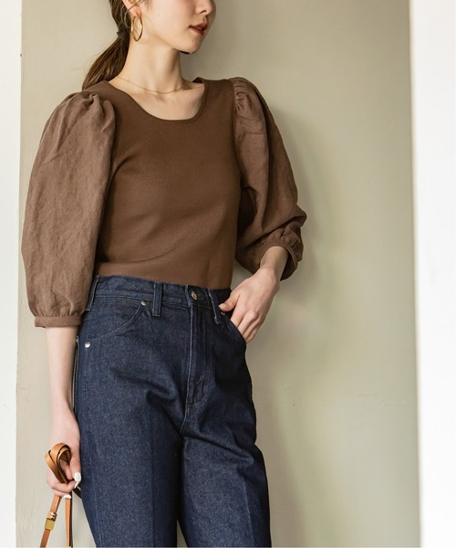 Noble(ノーブル)の「シルク混ノイルドッキングプルオーバー◆(ニット/セーター・レディース・ナチュラル/ベージュ/ブラウン・FREE)」の2枚目の写真