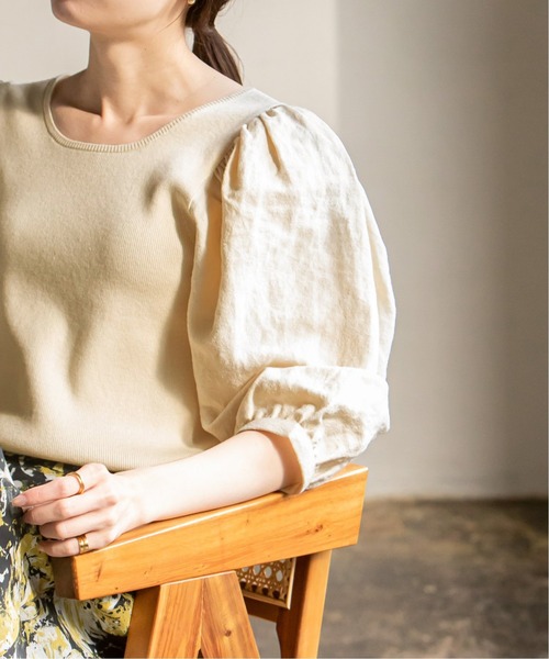 Noble(ノーブル)の「シルク混ノイルドッキングプルオーバー◆(ニット/セーター・レディース・ナチュラル/ベージュ/ブラウン・FREE)」の5枚目の写真