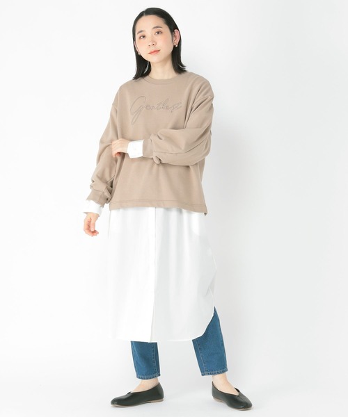 studio CLIP（スタディオクリップ）の「刺繍カレッジ裏毛プルオーバー（スウェット・レディース・モカ/ラベンダー/アイボリー・FREE）」の7枚目の写真