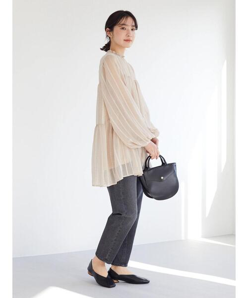 Sugar spoon（シュガースプーン）の「・SUGAR SPOON ストライプティアードチュニック（Tシャツ/カットソー・レディース・ブラック/ピンク/ライトベージュ・FREE）」の4枚目の写真