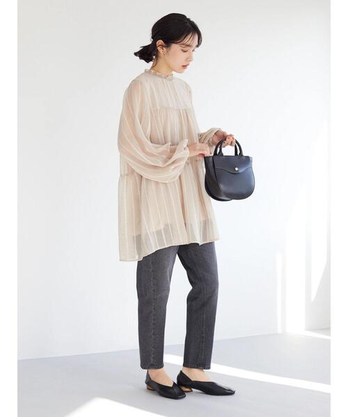 Sugar spoon（シュガースプーン）の「・SUGAR SPOON ストライプティアードチュニック（Tシャツ/カットソー・レディース・ブラック/ピンク/ライトベージュ・FREE）」の5枚目の写真