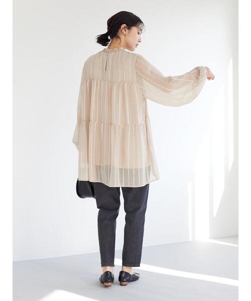 Sugar spoon（シュガースプーン）の「・SUGAR SPOON ストライプティアードチュニック（Tシャツ/カットソー・レディース・ブラック/ピンク/ライトベージュ・FREE）」の6枚目の写真