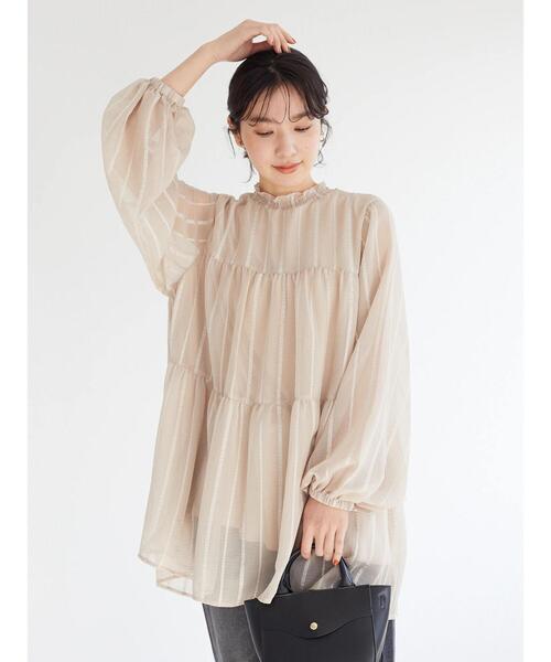 Sugar spoon（シュガースプーン）の「・SUGAR SPOON ストライプティアードチュニック（Tシャツ/カットソー・レディース・ブラック/ピンク/ライトベージュ・FREE）」の7枚目の写真